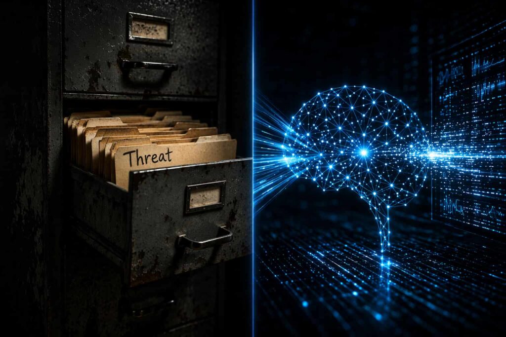 Comparison between traditional signature-based threat detection and modern AI threat detection systems