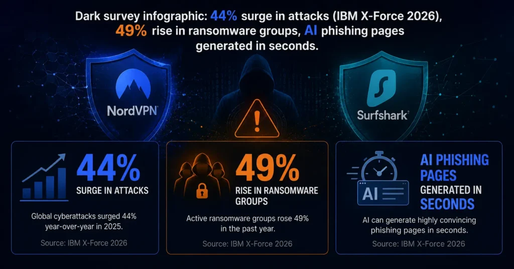 AI driven cyber attack statistics 2026 IBM X-Force 44 percent rise phishing malware ransomware