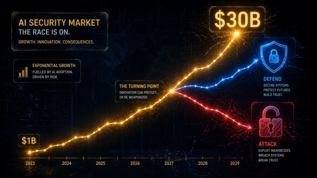 Hero image illustrating Claude AI's growth from $1 billion to $30 billion alongside its dual-use security story.