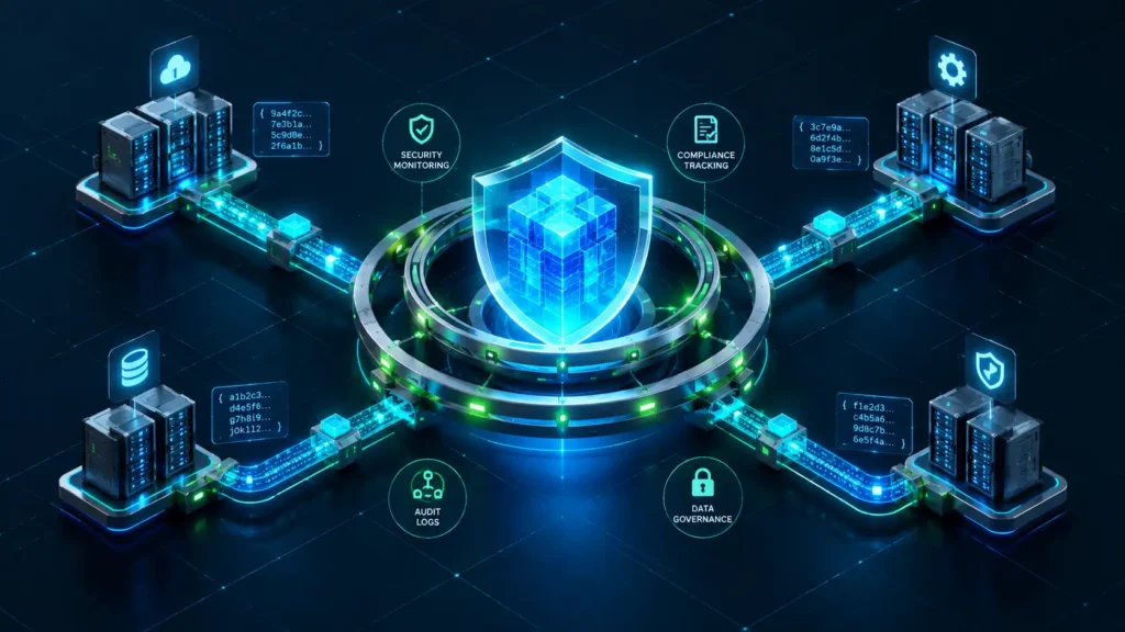 Isometric 3D architectural diagram illustrating a b2b software startups grc infrastructure tracking real-time cloud data pipelines through secure, multi-layered compliance validation loops.