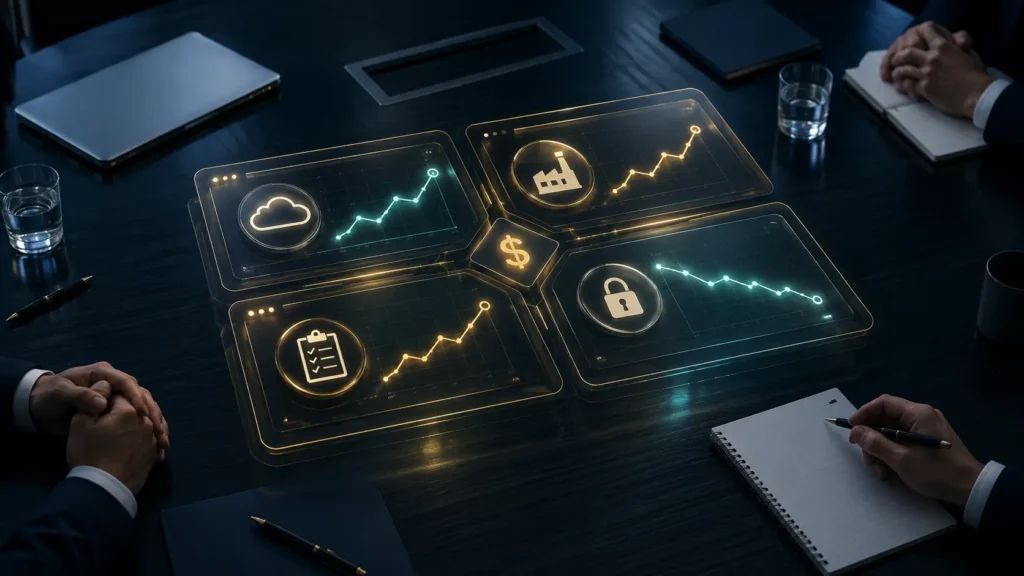 An enterprise corporate governance schematic showcasing quantified financial loss trend lines across modular registers built via investor-grade risk modeling for institutional due diligence review.
